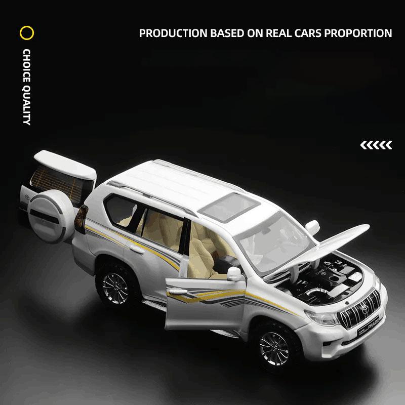 QHKY2 1:24 Toyota Land Cruiser Prado SUV Alloy Car Model Sound and Light Children's Toy Collectibles Birthday Gift