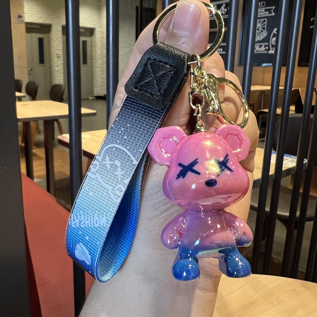 Gradient Resin Dragon Bear Keychain Pendant - Creative Gift for Bags and Cars