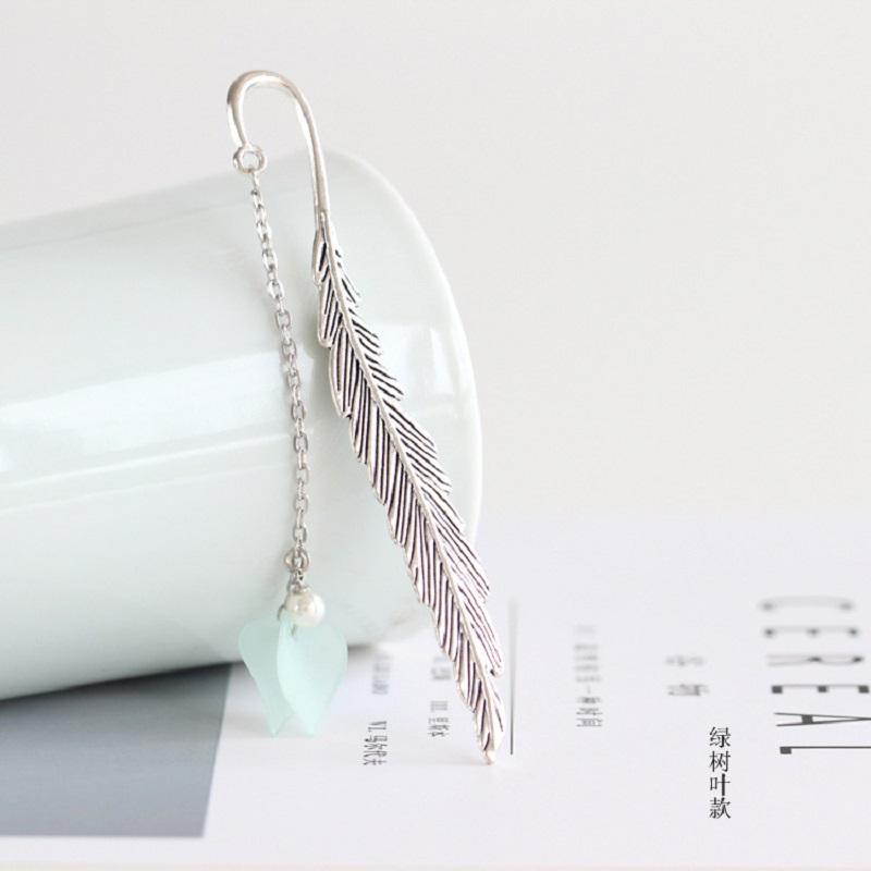 Metal Bookmark Feather Pendant Book Page Mark Student Stationery School Supplies Bookmarks Gift Book Marker Escolar Papelaria