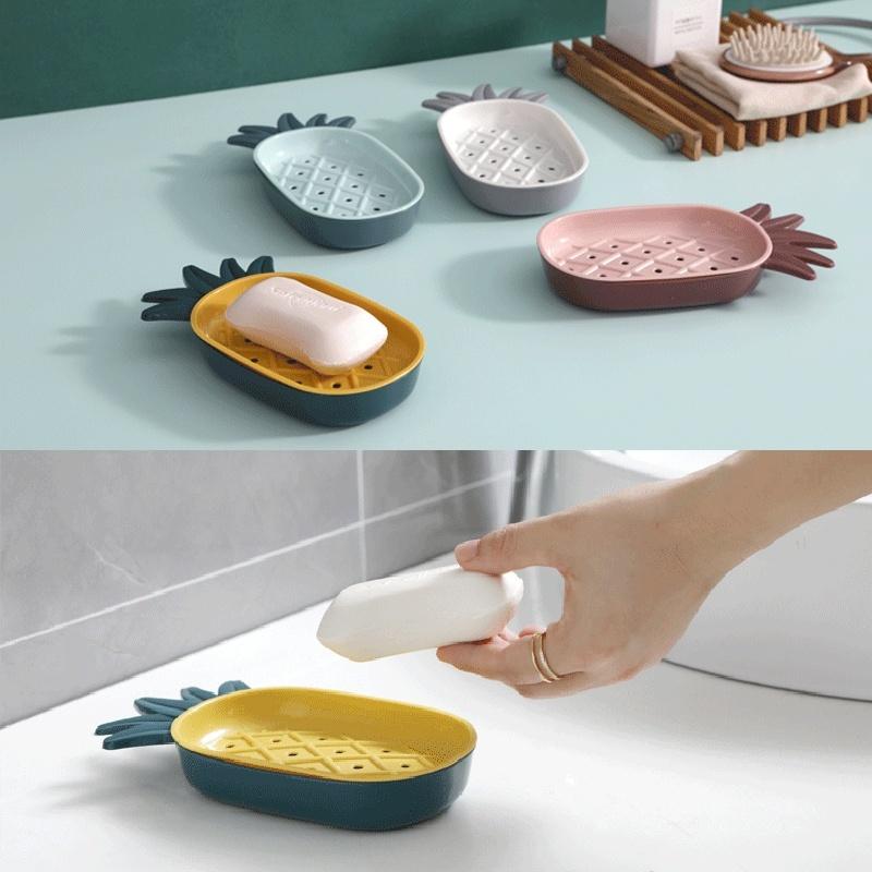 Creative Pineapple Shape Drain Soap Box Soap Storage Box Easy Clean Soap Dishes Holder Bathroom Supply