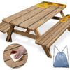 Sunflower Wooden Picnic Table Cover with Bench Covers, Rustic Summer Floral Farmhouse Outdoor Camping Essentials 6FT 3PCS Fitted Rectangle RV Must