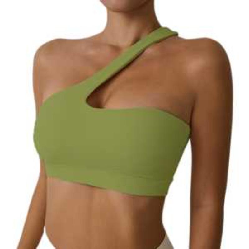 Reggiseno Sportivo da Donna a Spalla Singola Top Yoga Imbottito Integrato Nylon Spandex ad Alta Elasticità