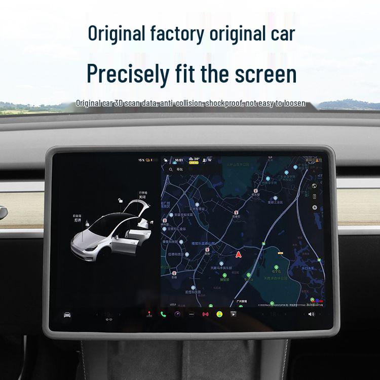 Silicone Protective Cover for Tesla Model 3/Y Navigation Screen, Anti-Slip
