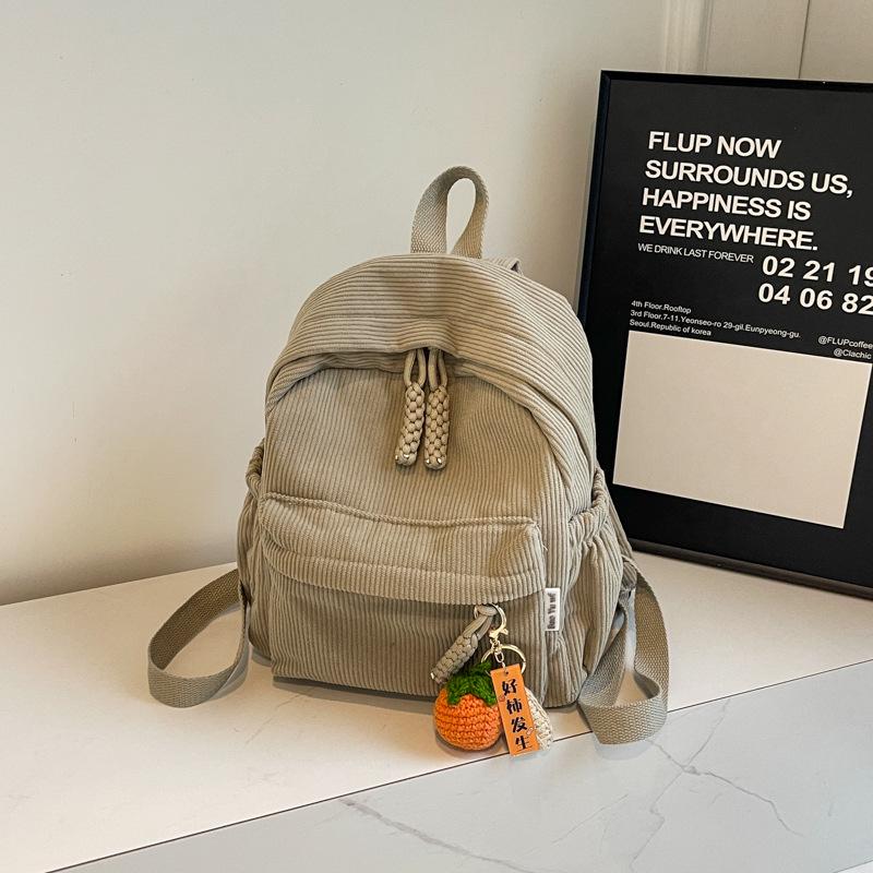 2025 New Fashion Women's Small Corduroy Double Shoulder Backpack