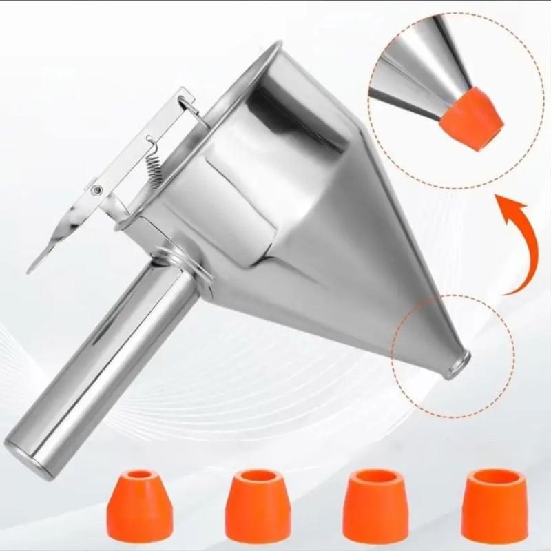 1200L Rostfreier Stahl Kegel Teigtrichter für Takoyaki Teigspender mit Abnehmbarem Ständer und Ergonomischem Griff