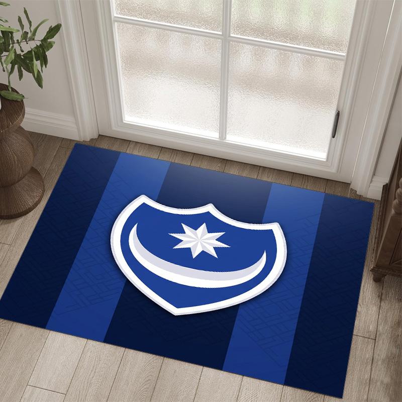 Portsmouth FC Design Crystal Velvet Carpet Cozy Non?Slip Printed Rug For Bedroom Living Room Entrance