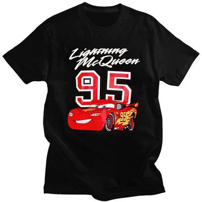 Custom Lightning McQueen T Shirt Men Tshirt Casual Tees Car Cartoon T-shirt Loose Fit Clothing Gift