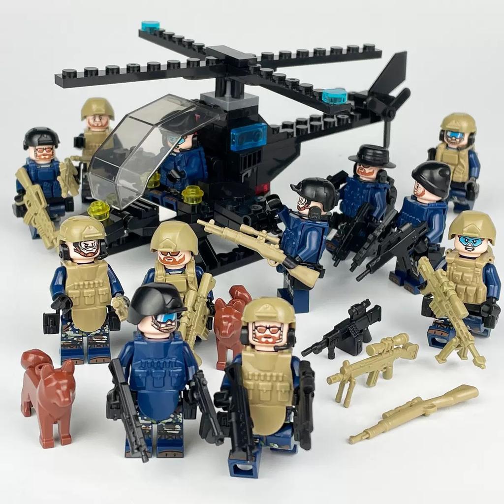 Package M-24 Swat Helicopter Russian Army Gun Weapon Accessories Shield Xiangjiang Small Particles Building Block Toy