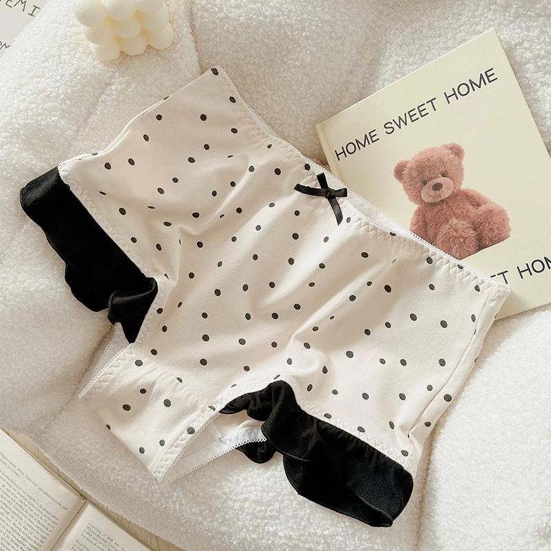 

Sweet Orange Cotton High Waist Plus Size Underwear Women Retro Polka Dot High Elastic Hip Hugging Shaping Panties XXXL молоко, білий колір