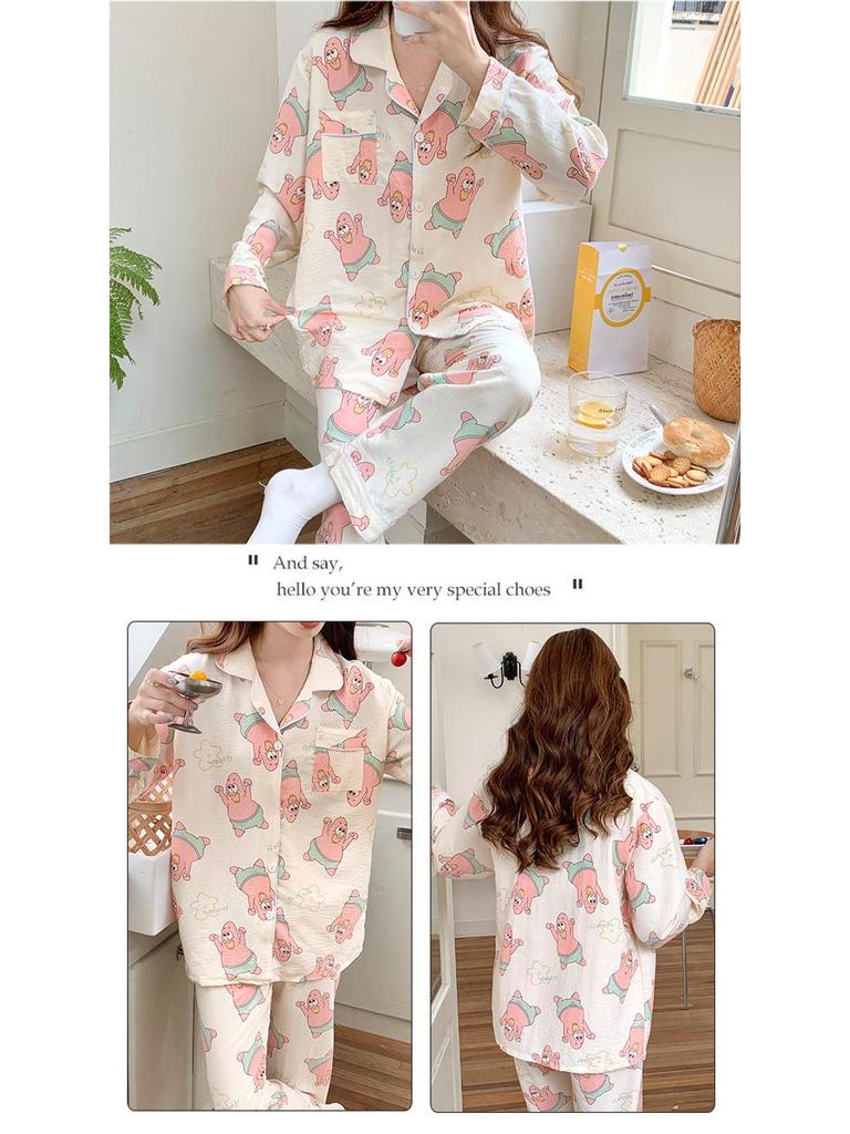 Pijamale de bumbac pentru fete - Cardigan dulce de primăvară/toamnă și pantaloni cu mânecă lungă, purtabile în exterior