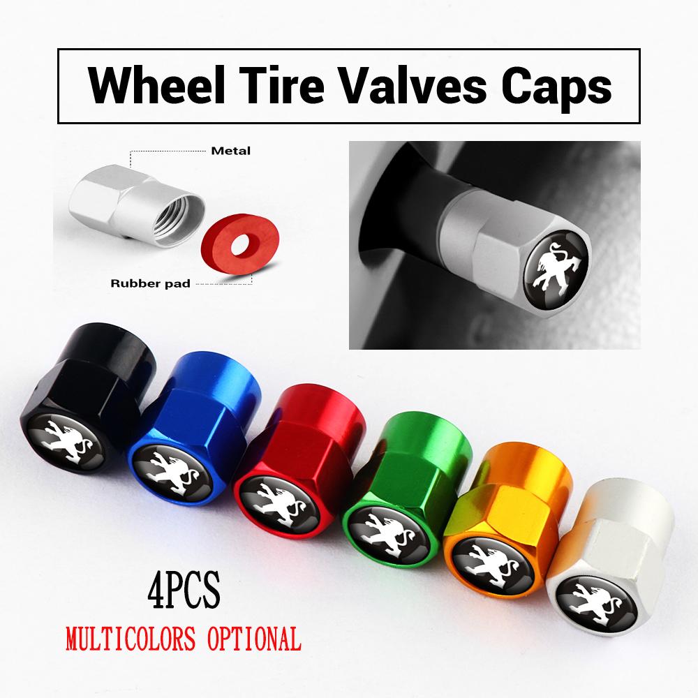 4Pcs Metal Car Wheel Tire Valve Caps Stem Cover For Peugeot 206 208 308 307 207 107 2008 3008 5008 607 301 408 Auto Accessories