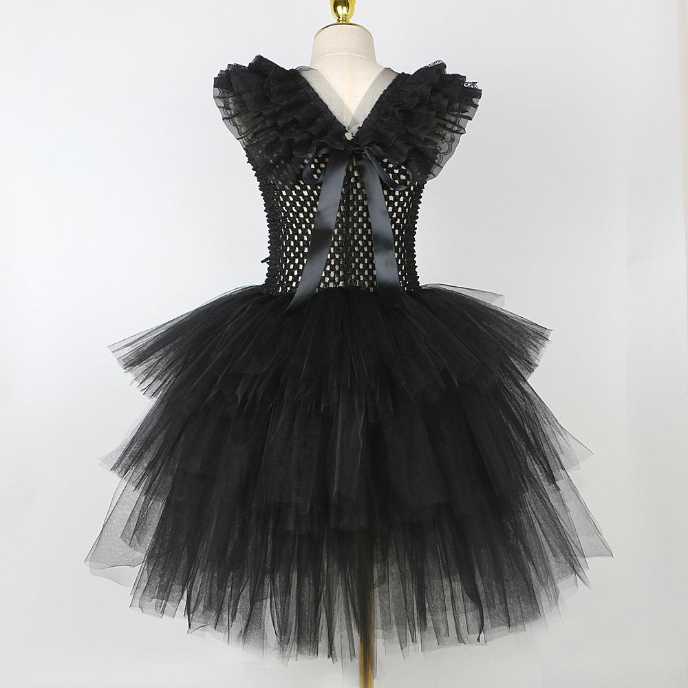 3 Layers Black Wed Costumes for Girls Halloween Party Role Play Outfit School Girl Layered Princess Dresses with Lace Collar