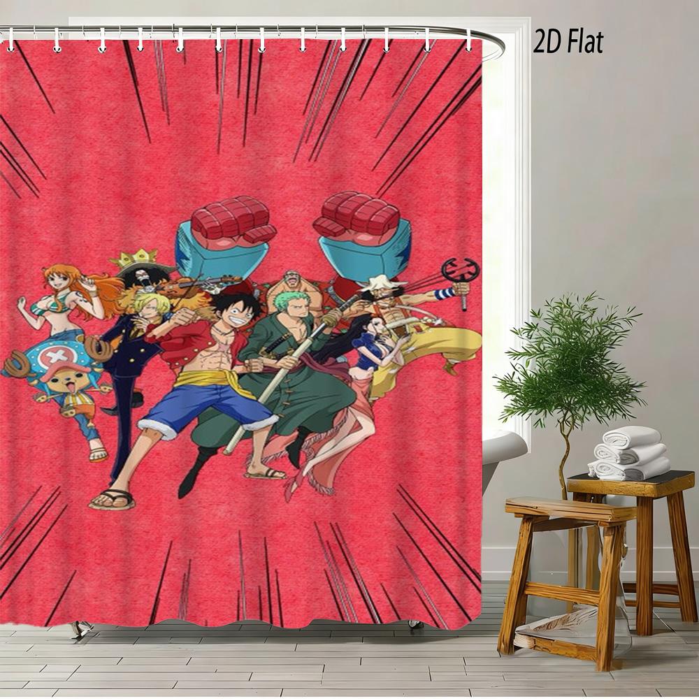 Pokmon Sword And Shield Bede & Allister With Chansey & Gengar Playful Prank Scene 2D Print Waterproof Shower Curtain, Clean Whi