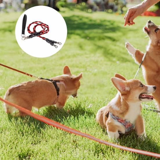 Double Bungee Dog Leash 360-degree Swivel Tangle-Free Dual Dog Leash Shock Absorbing