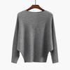 Womens Winter Solid Color Loose Batwing Sleeve Knit Sweater One-Shoulder Neck Long