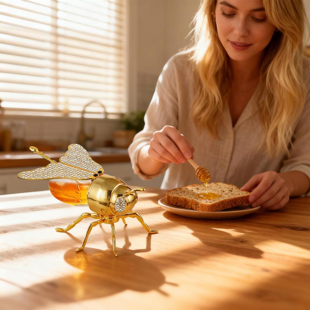 Honeybee Shaped Honey Jar Bee Shaped Transparent Honey Container Kitchen Gadgets Decorative Honey Jar With Spoon