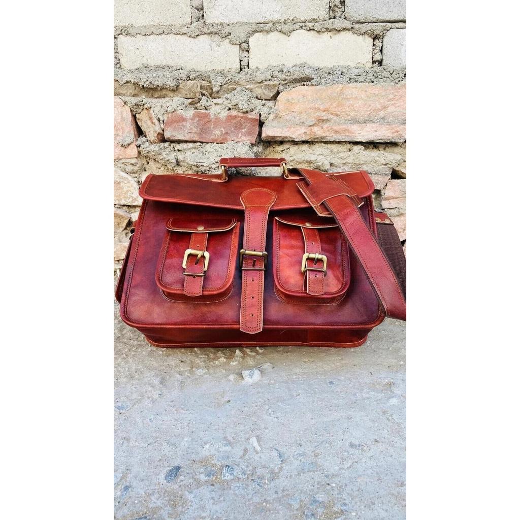 Leather Vintage Men S Messenger Shoulder Bag Laptop Satchel Genuine Briefcase
