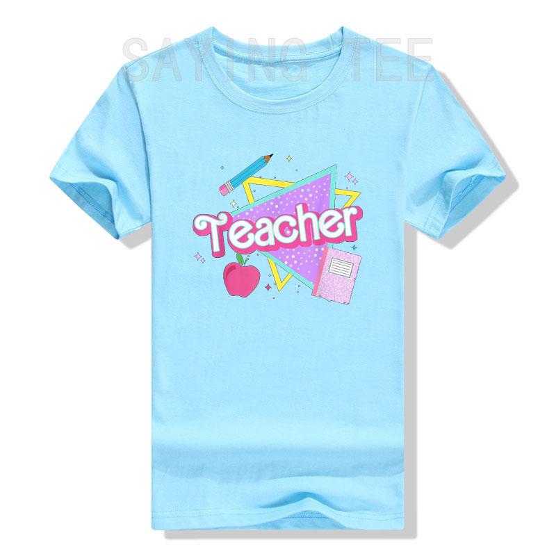 

Cute Teacher TShirt Gifts Back To School Clothes First Day of School Cool Graphic Tee Casual Tops Awesome Math Teachers Apparel 4XL