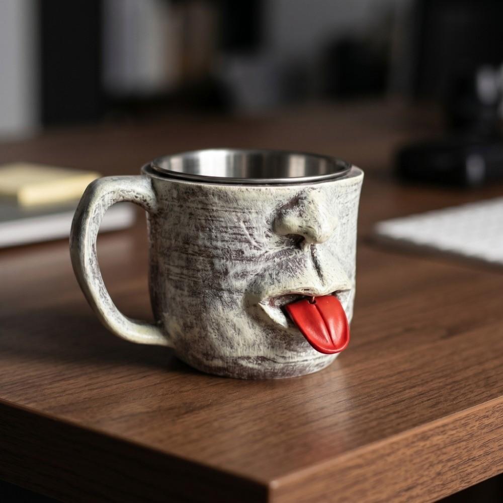 Resin Teasing Facial Mug Fun Hot Cold Beverage Cup Shaking Tongue Coffee  Cup  For Home Office