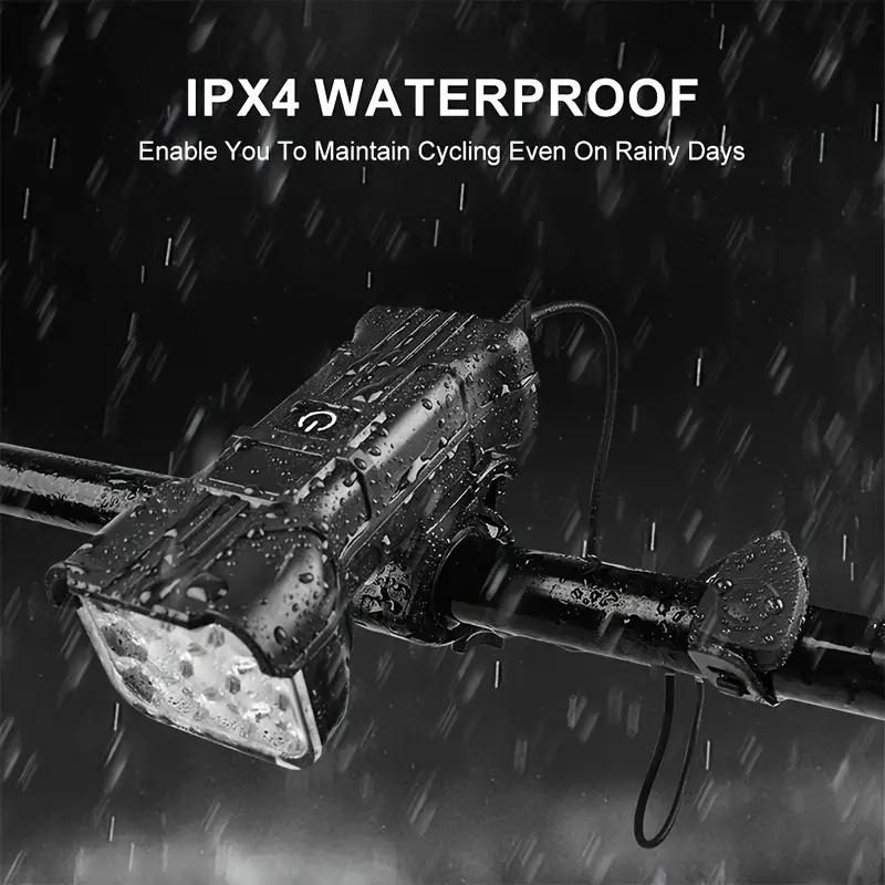 Bicycle Front Light with Electric Loud Horn Waterproof Bike Headlight USB Rechargeable Cycling Flashlight Road Bike Accessories