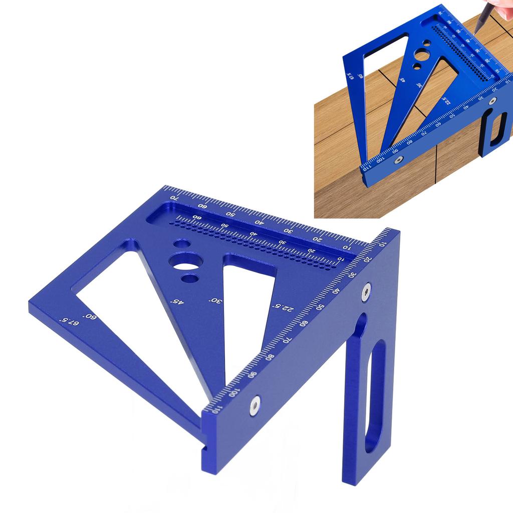 3D Multi Angle Measuring Ruler Woodworking Layout Tool 22.5‑90 Degree Protractor Aluminum Alloy