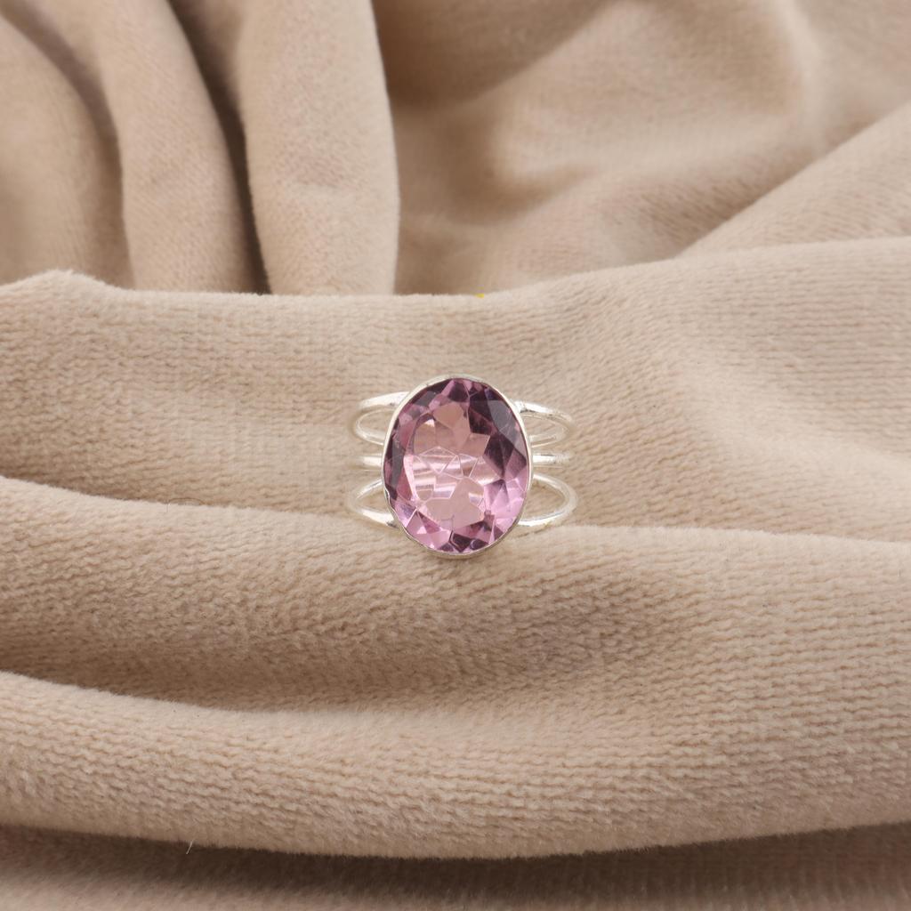 Morganite Gemstone Silver Elegant Ring, 925 Sterling Silver Handmade Morganite Jewelry, June Birth-Stone Gift, Anniversary Gift For Wife RR-73-13