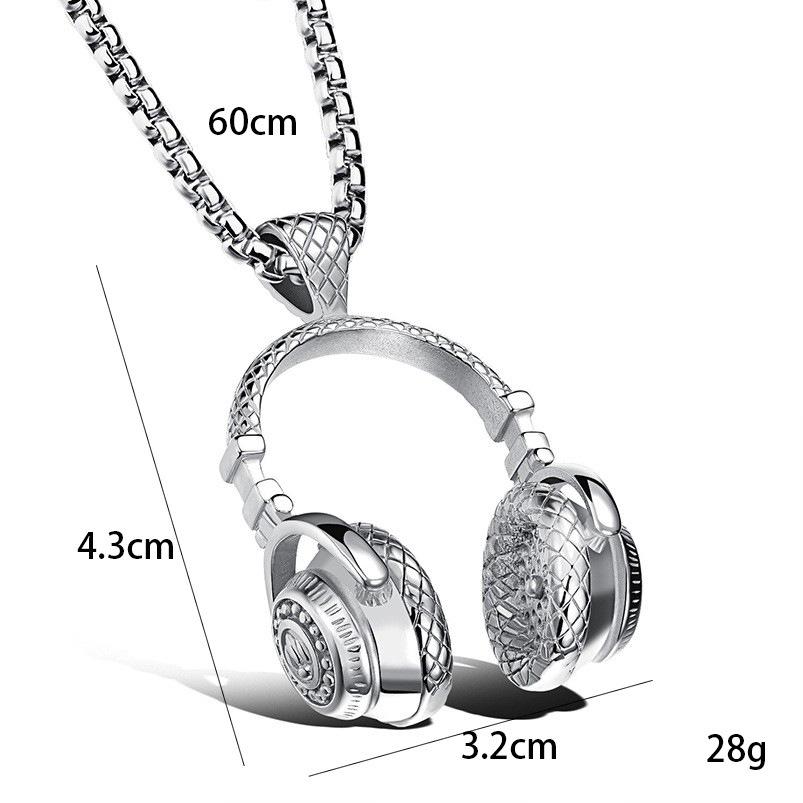 Jewelry, Music, Headphones, Pendant, Titanium Steel Men's Necklace, Fashionable Rock Style, Hot Selling