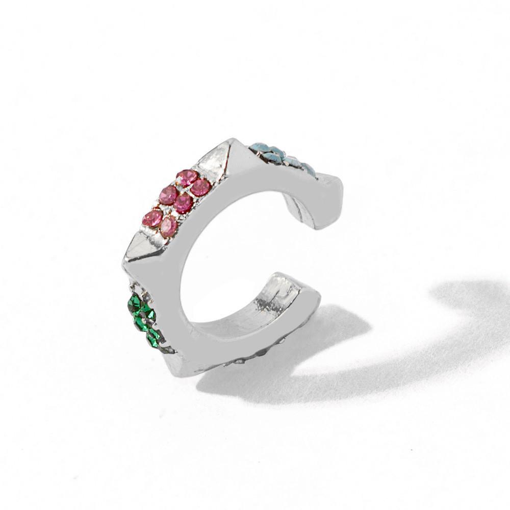 Alloy Geometric Elegant Ear Cuffs With Colorful Rhinestones For Women Trendy