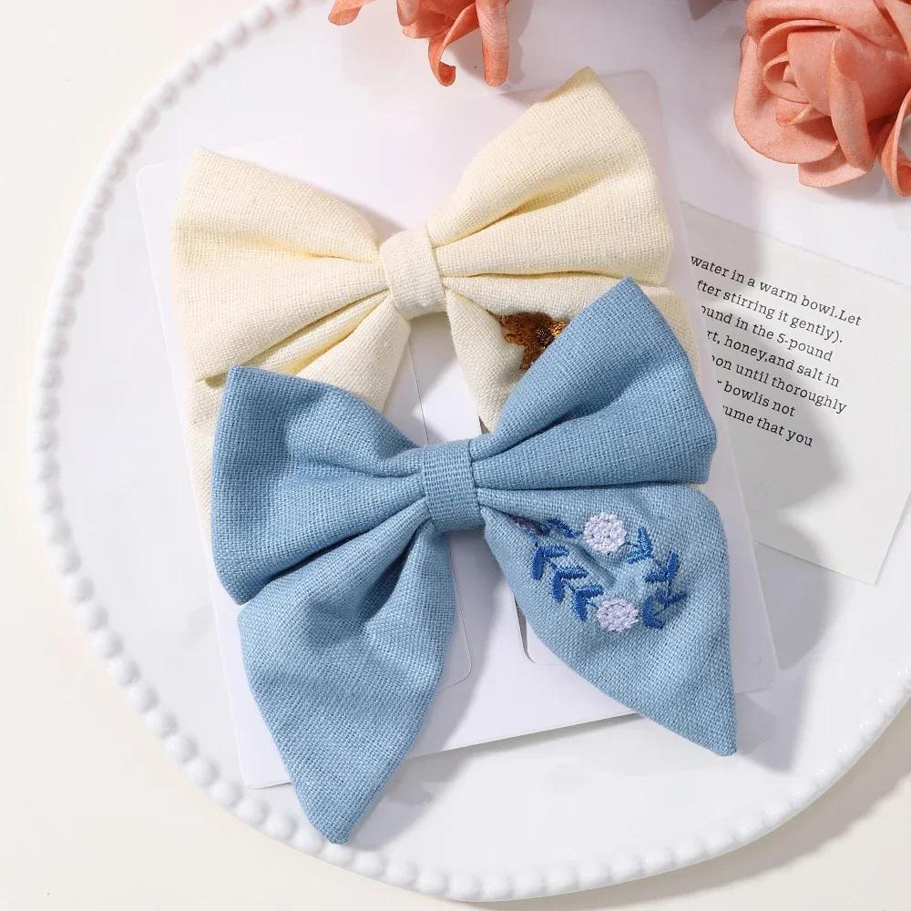 RAINBOW BOWS 2PCS/Lot Grosgrain Ribbon Hair Bows Boutique Hair Clip for Girls Hairgrips New Headwear Kids Hair Accessories Gift