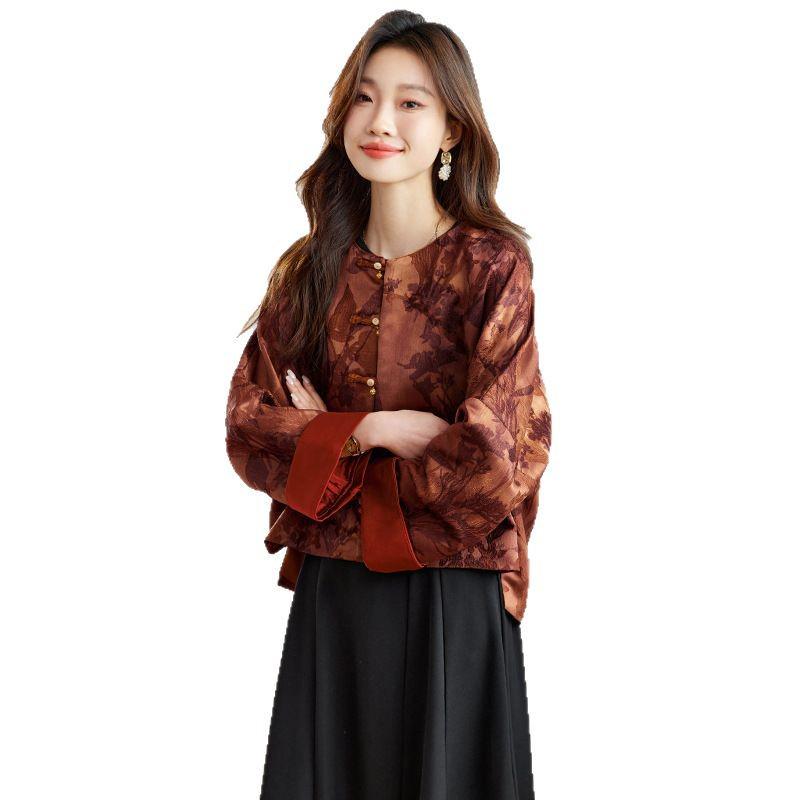 Spring 2025 Retro Chinese Style Loose Jacquard Fashion Outerwear for Women