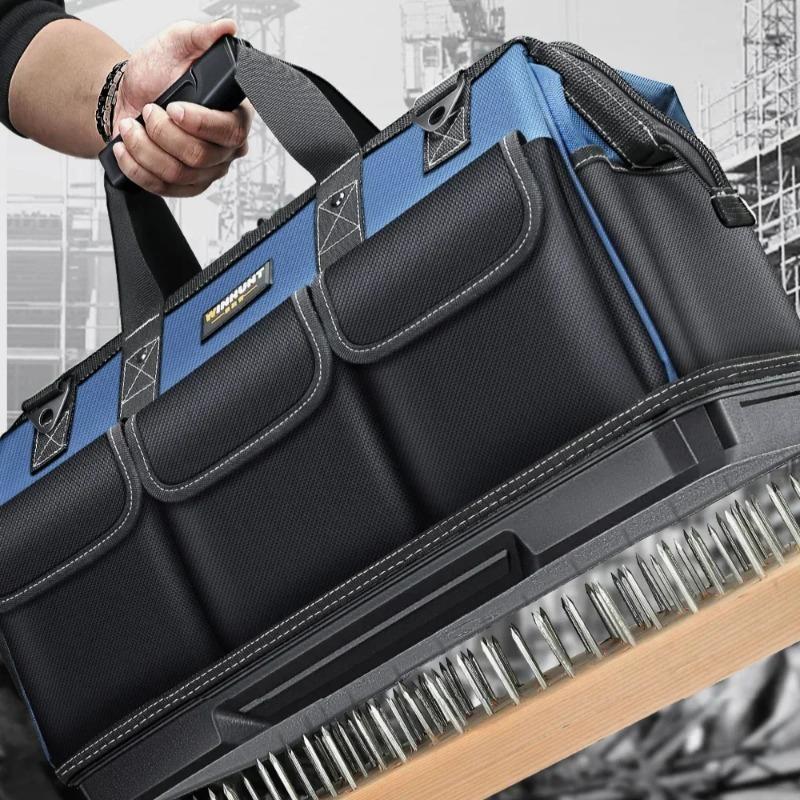 1680D Heavy Duty Tool Bag with Waterproof Base Large Capacity Organizer for Electrician Mechanic Wear-Resistant Tote Tool Bag