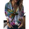 Sommer Minimalistisches Hemd mit Digitalem Blumenprint Knopfleistenhemd Oberteil für Damen Hawaiianischer Strandurlaub Lässiges Hemd