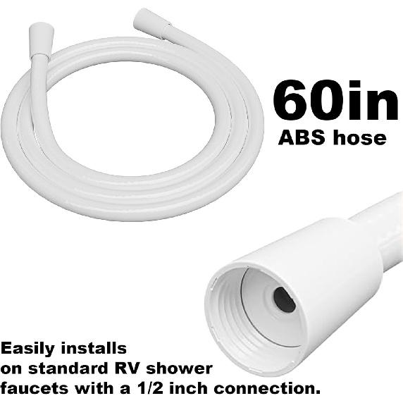 Βρύση Ντους Τροχόσπιτου με Κεφαλή Ντους και Σωλήνα - Μη Μεταλλικό Κιτ Ντους Τροχόσπιτου, Βαλβίδα On/Off & Διακόπτης, Χειροκίνητο Ντους Αντικατάστασης για