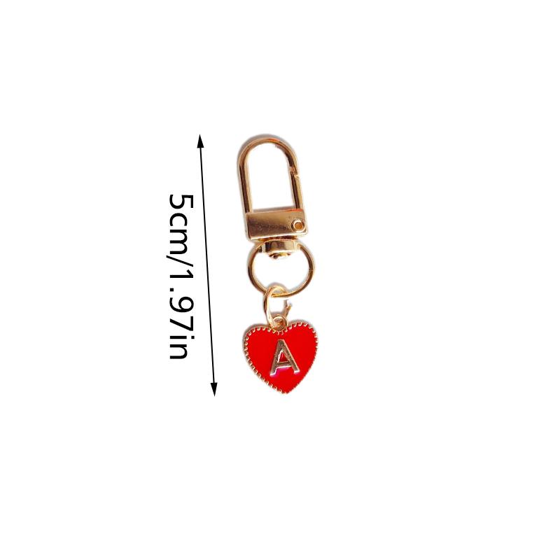 1PC Lobster Buckle Gift Metal Party 26 English Letters Keychain Marker Heart Shaped Red Love Keychain Design DIY Creativity