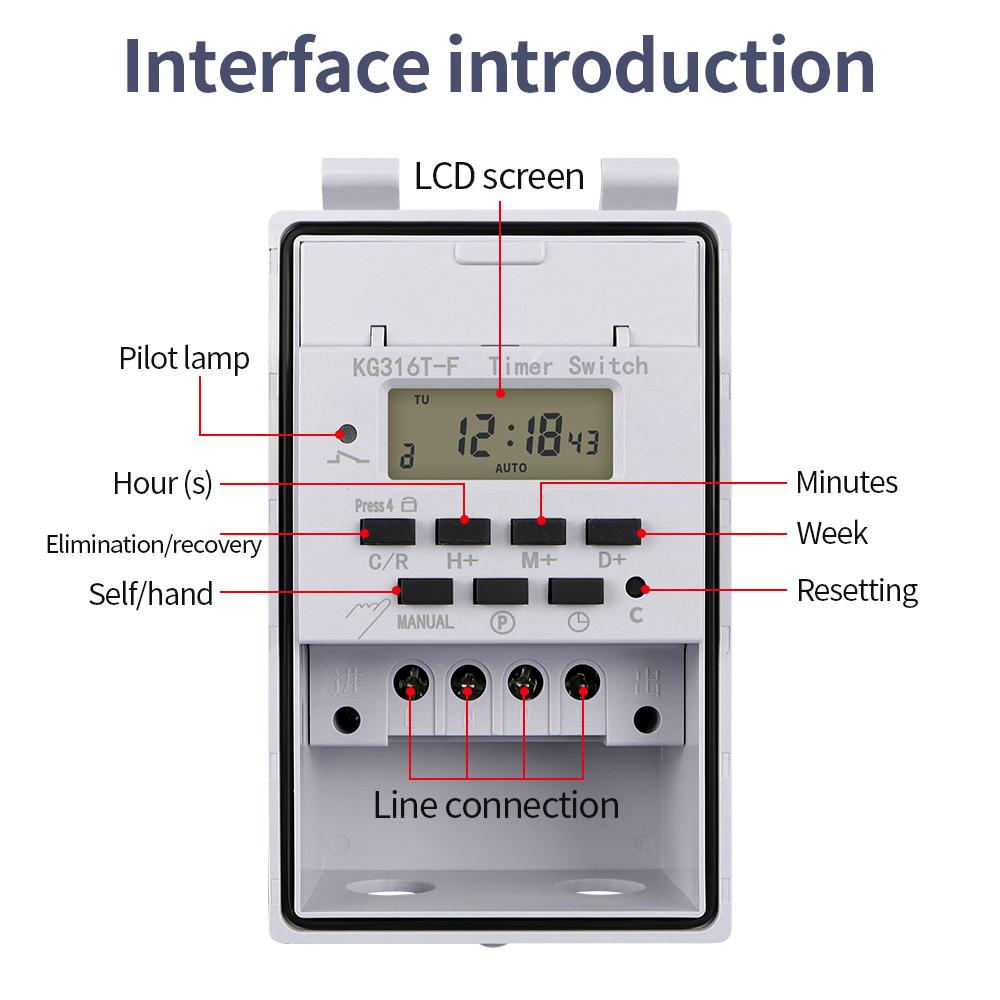 Automatic Digital Timer Switch Relay 168 Hours Weekly 7 Days Programmable Timer Controllor With Outdoor Waterproof Box 220V 30A