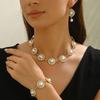 European and American Style Jewelry Set, Geometric Diamond-encrusted Women's Necklace, Niche High-end Bracelet, Earrings, and Versatile Jewelry.