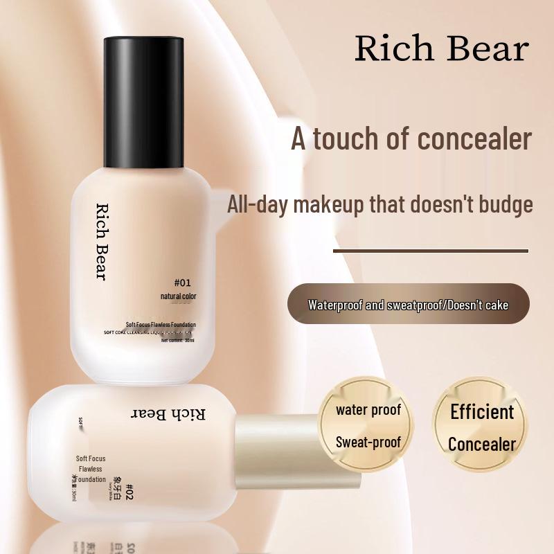 RichBear Soft Focus Long-Lasting Primer & Ultra-Thin Concealer - Non-Cakey, Non-Transferring, Skin Brightening.