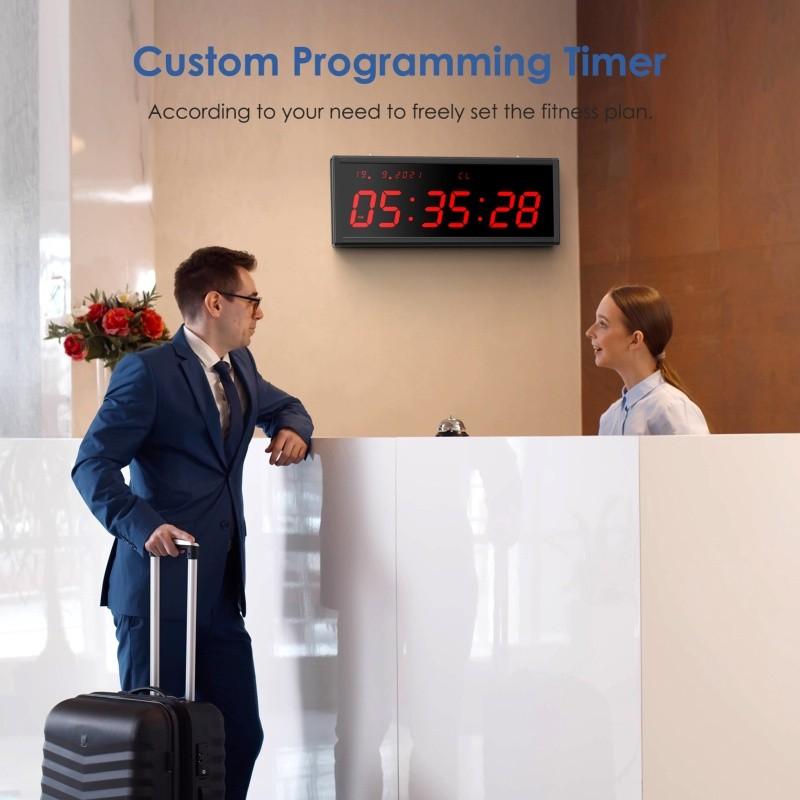 3 Inch Wireless Remote Control Gym Timer Big LED Interval Workout Clock Time Date Count Down Up Training Stopwatch