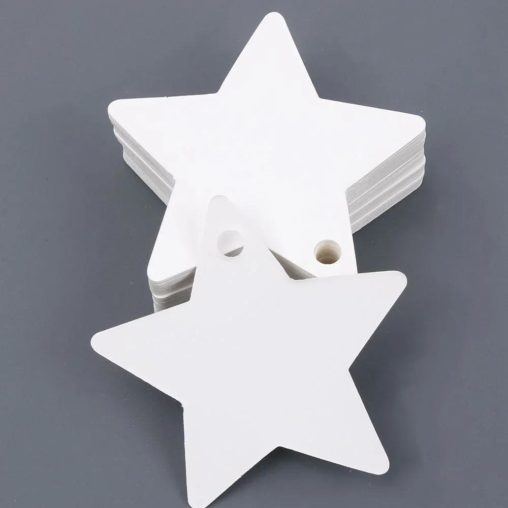 100pcs Five-pointed Star Christmas Wedding Label Party Gift Card Hanging Tags Christmas Ornaments Home Festival Party Supplies