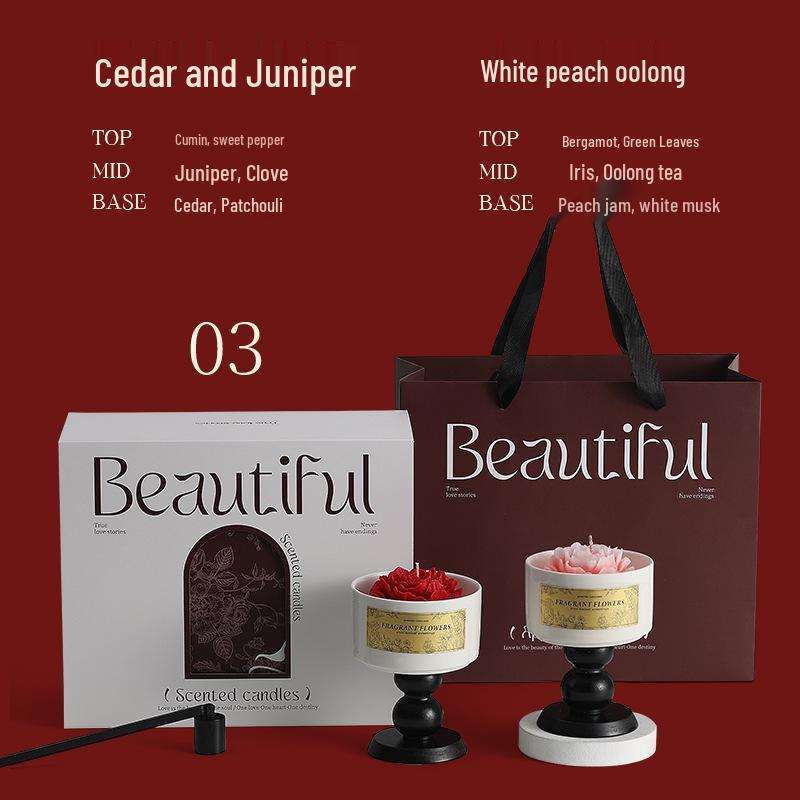 Premium Camellia Scented Candle Gift Set - Soy Wax Wedding Decoration, Birthday & Party Favor.
