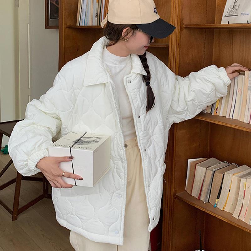 2024 Sweet Color Casual Lamb Wool Coats Women Korean Fashion Cotton Padded Jacket Female Autumn Winter Long Sleeve Single Breasted Warm Solid Parkas