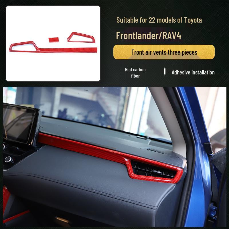 Rui Fang Carbon Fiber Interior Stickers: Fits 22 Models, Center Console Lift Panel, Peach Wood Design.