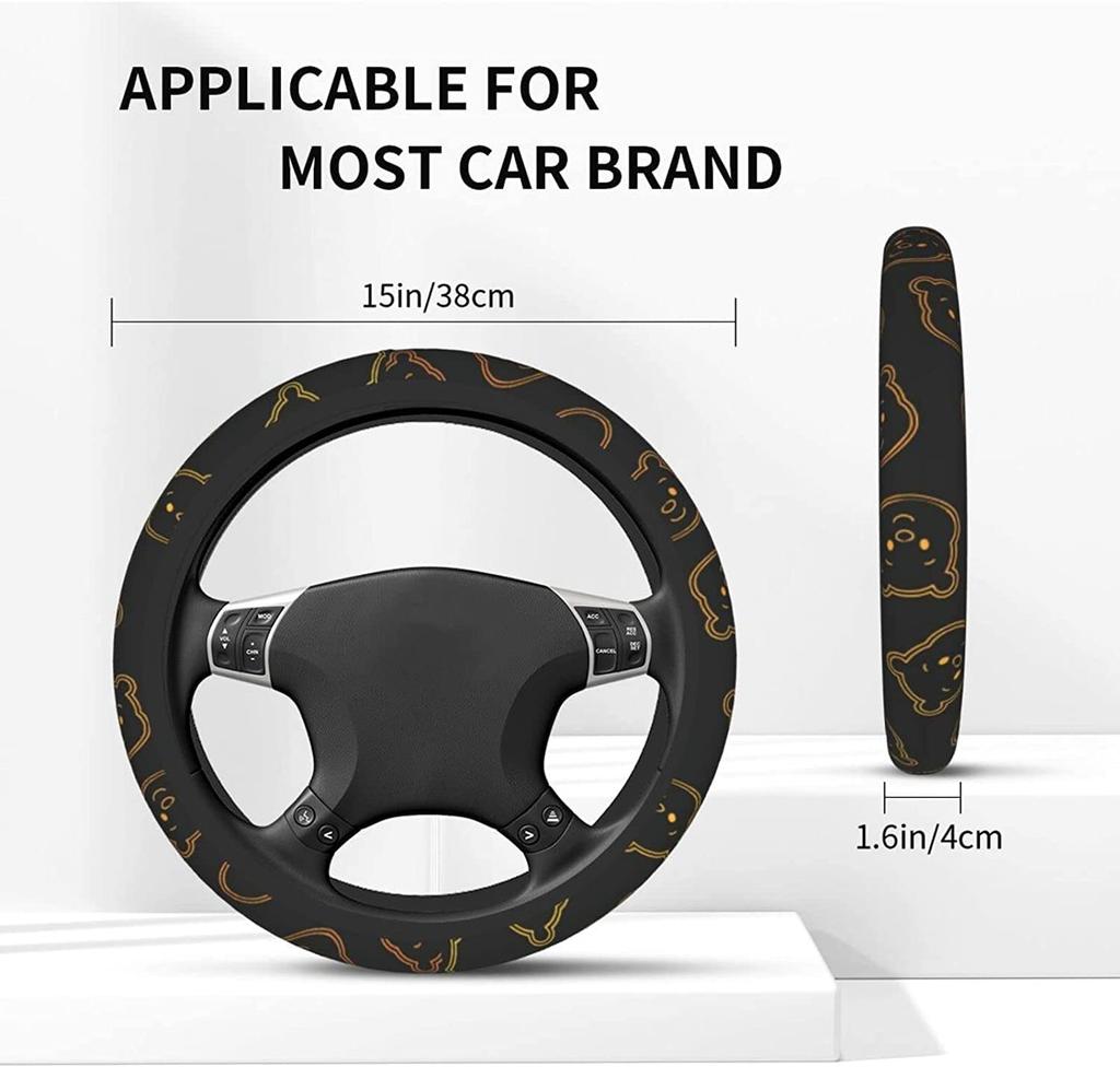Winnie the Pooh Car Steering Wheel Cover for Kei and Standard Comfortable To the Luxury Interior Suitable for All 38cm Cars, Stylish, Non-Slip,