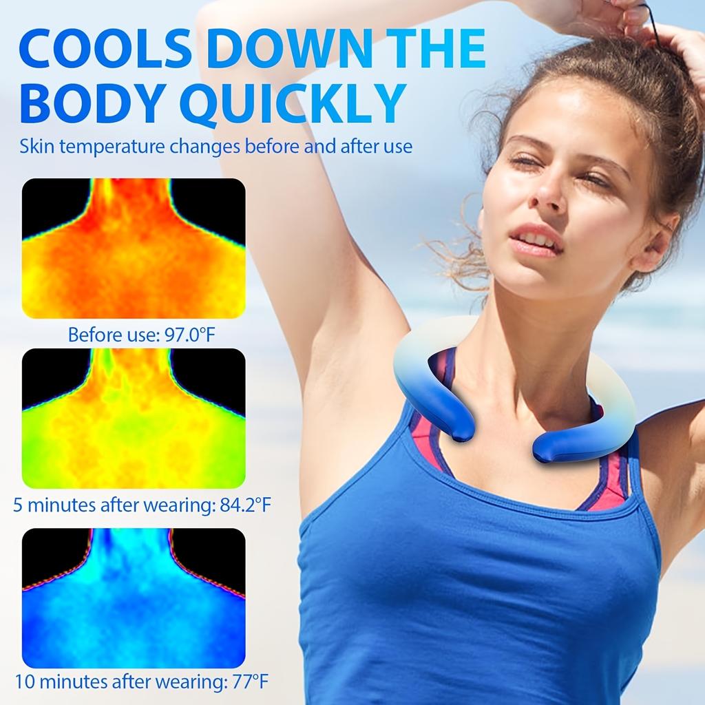 2Pcs Summer Neck Cooling Ring Reusable PCM Ice Neck Wrap Wearable Body Cool-Gel
