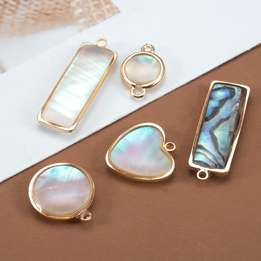 10pcs 5pcs Shell Pendant Heart Star Copper Charms Pendants for DIY Earrings Bracelet Necklace Jewelry Making DIY Components