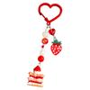 Strawberry Cake Charm Keychain With Beaded Heart Detail Stylish Bag Accessory Sweet Gift For Friend Alloy Resin Jewelry Decoration