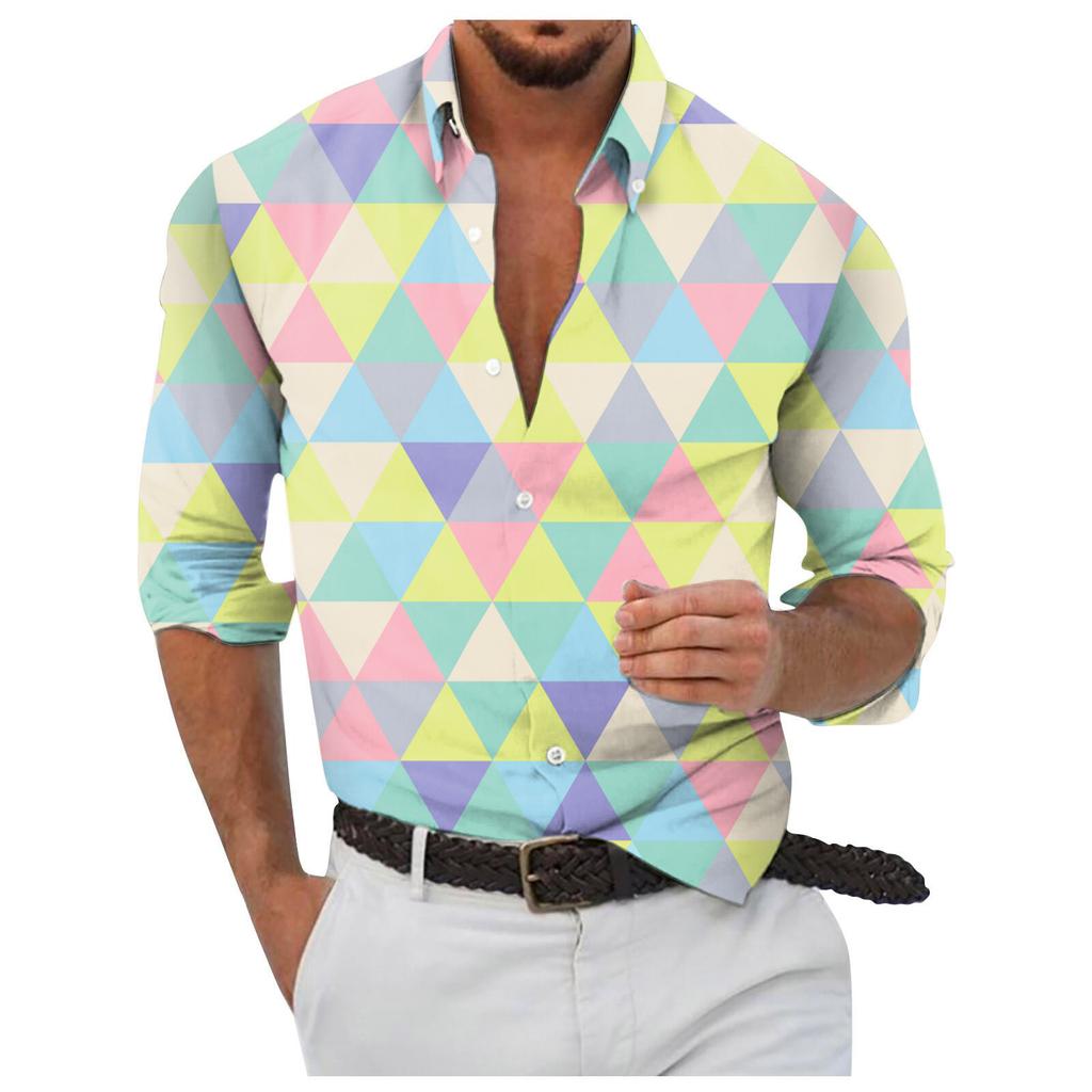 Designer Spring Summer Men's Casual  3D  Halloween Printing Hawaii Shirt Blouse Long Sleeve Shirts