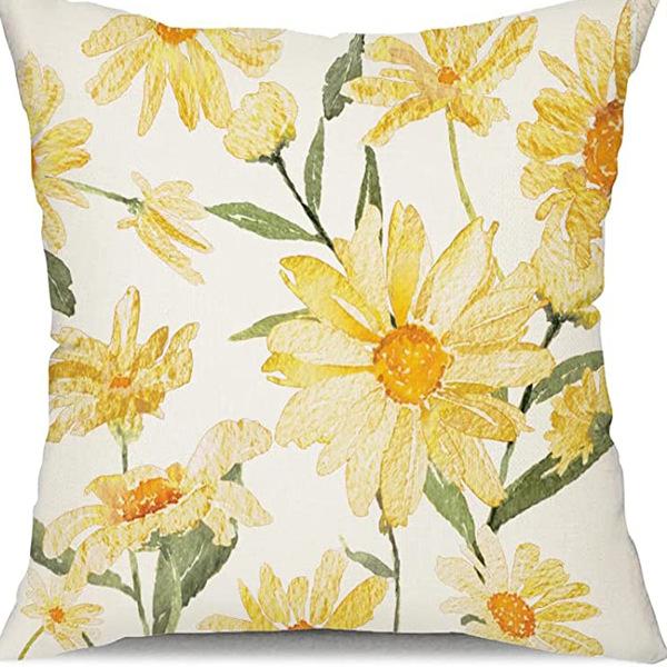 Small Daisy Flower Pillowcase New Striped Linen Home Fabric Sofa Pillowcase Light Luxury