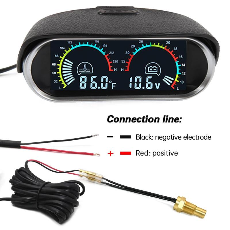 12V Auto 2-in-1 LCD-Anzeige Voltmeter + Wassertemperaturanzeige Mit 1/8 NPT Temperatursensor Wassertemperaturanzeige für Auto LKW