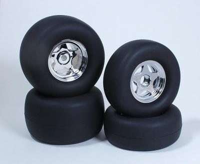 Spread World OPTION No.1 Ruote Placcate Argento e Pneumatici Slick (Set completo) per Hornet EVOHornet Grasshopper ZX03-SI